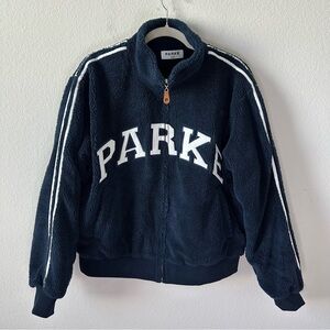 NWT PARKE Sport Stripe Varsity Fleece Zip-Up SZ S/M